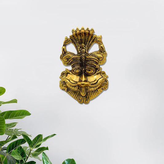 Metal Feng Shui Vastu Showpiece Nazar Battu with Naag Ganesha Suraksha Kawach Mask for Evil Eye Protection for Home, Office Wall & Door Hanging