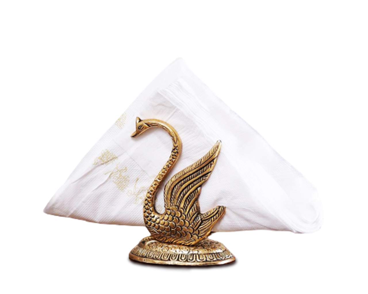 India Metal Swan Pair Showpiece Napkin Holder Stand for Dining Table Kitchen Office Use