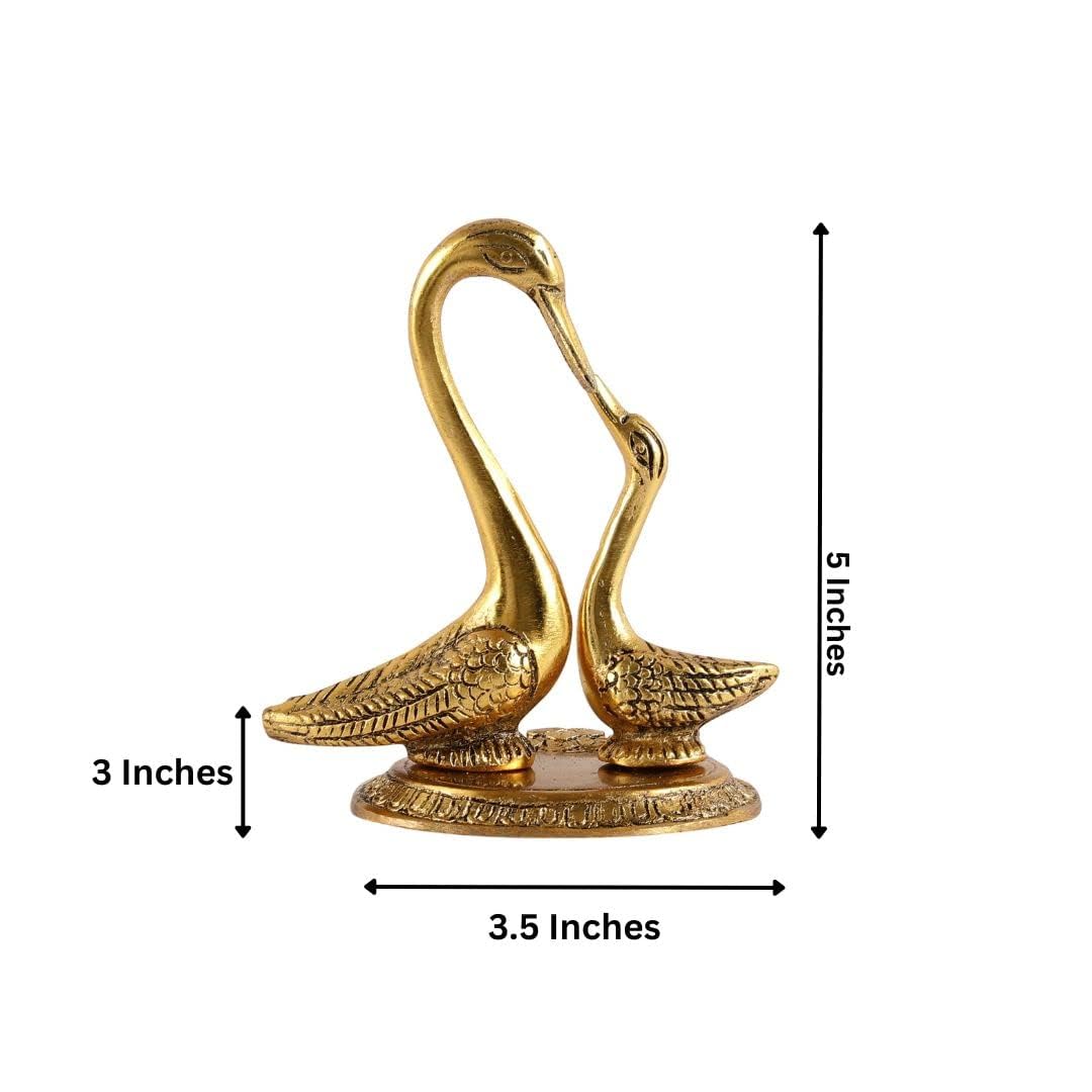Table Decor Home And Office Decor Swan Pair Metal Gold Pleated Saras