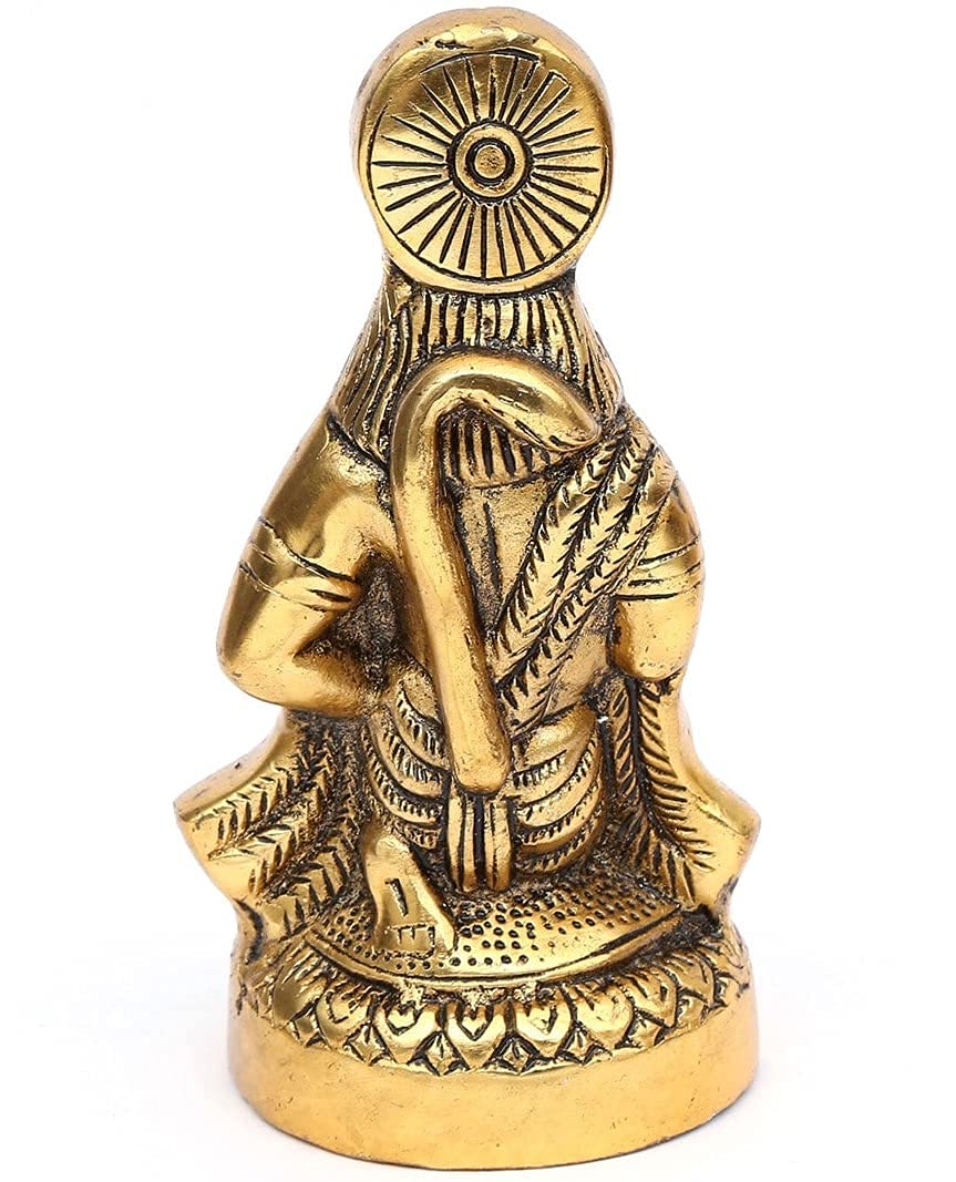 Metal Hanuman ji Murti/Bajrangbali Murti Idol Decorative Showpiece - 16.5 cm (Metal, Gold)