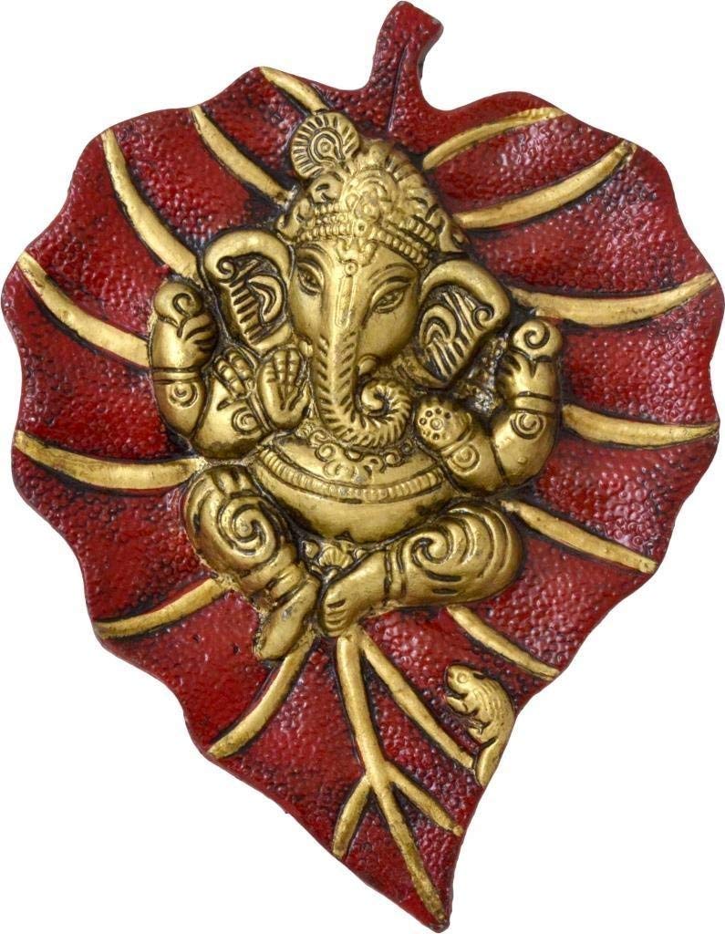 Lord Ganesha on Red Leaf