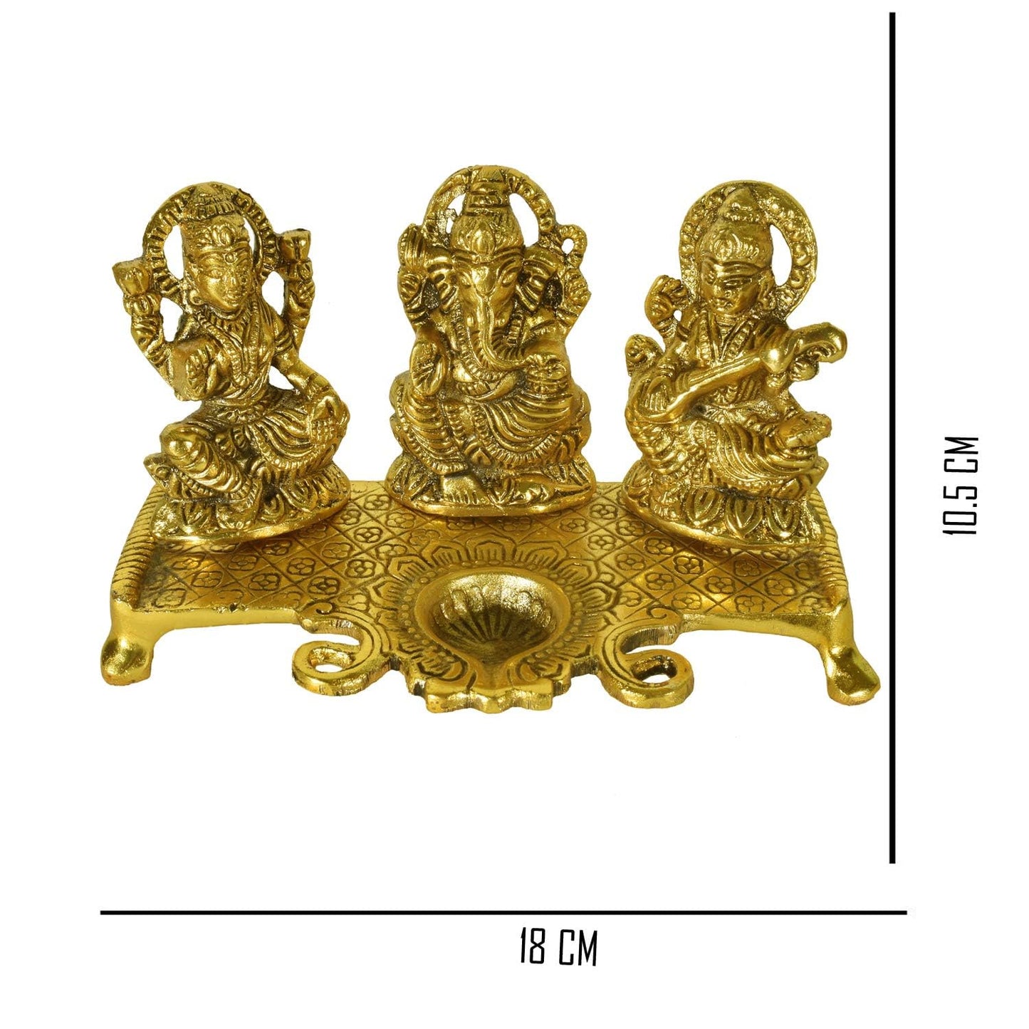 Laxmi Ganesh Saraswati Murti Idol Ganesh Diya   – Diwali Home Decoration Items – Laxmi Ganesh for Diwali Showpiece Oil Lamp