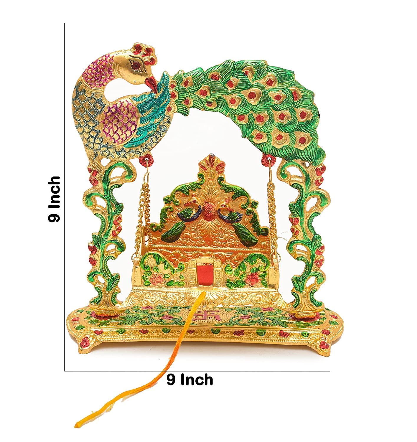 Laddu Gopal Jhula Palna for Laddu Gopal Ji with Peacock Design Decorative Showpiece (for 0 to 3 Number)