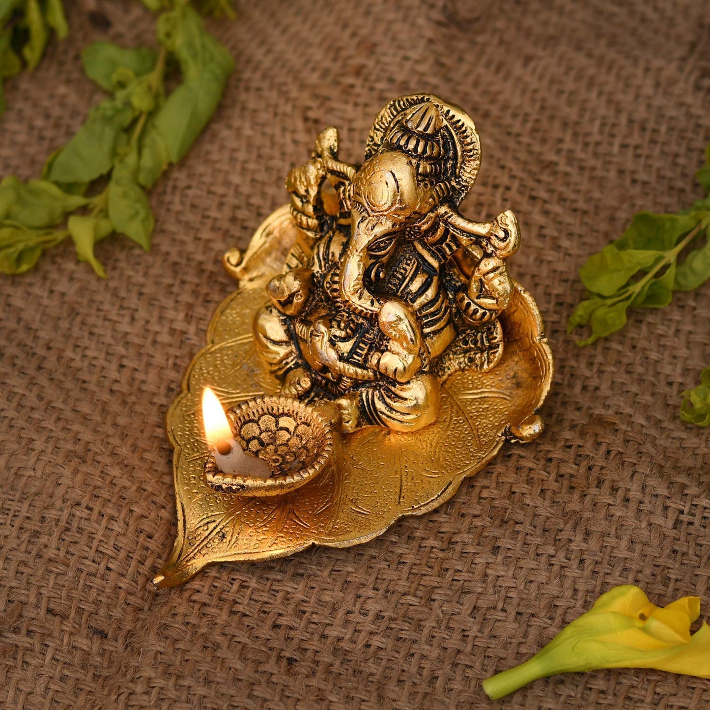 Ganesh Idol on Leaf 