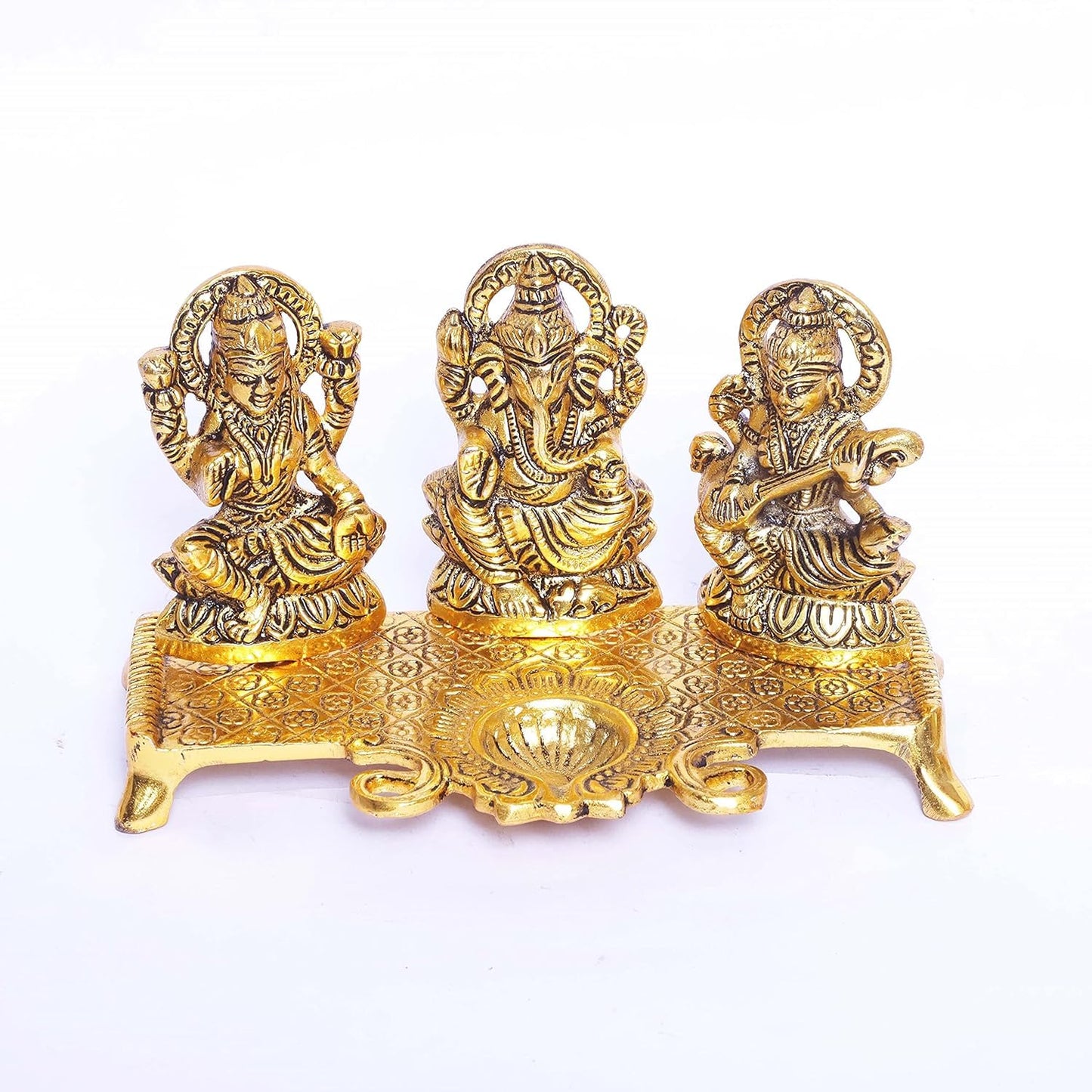 Laxmi Ganesh Saraswati Murti Idol Ganesh Diya   – Diwali Home Decoration Items – Laxmi Ganesh for Diwali Showpiece Oil Lamp