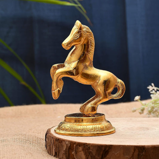 Golden Finish Jumping Horse Metal Statue| Home Decor, Showpiece Gifts