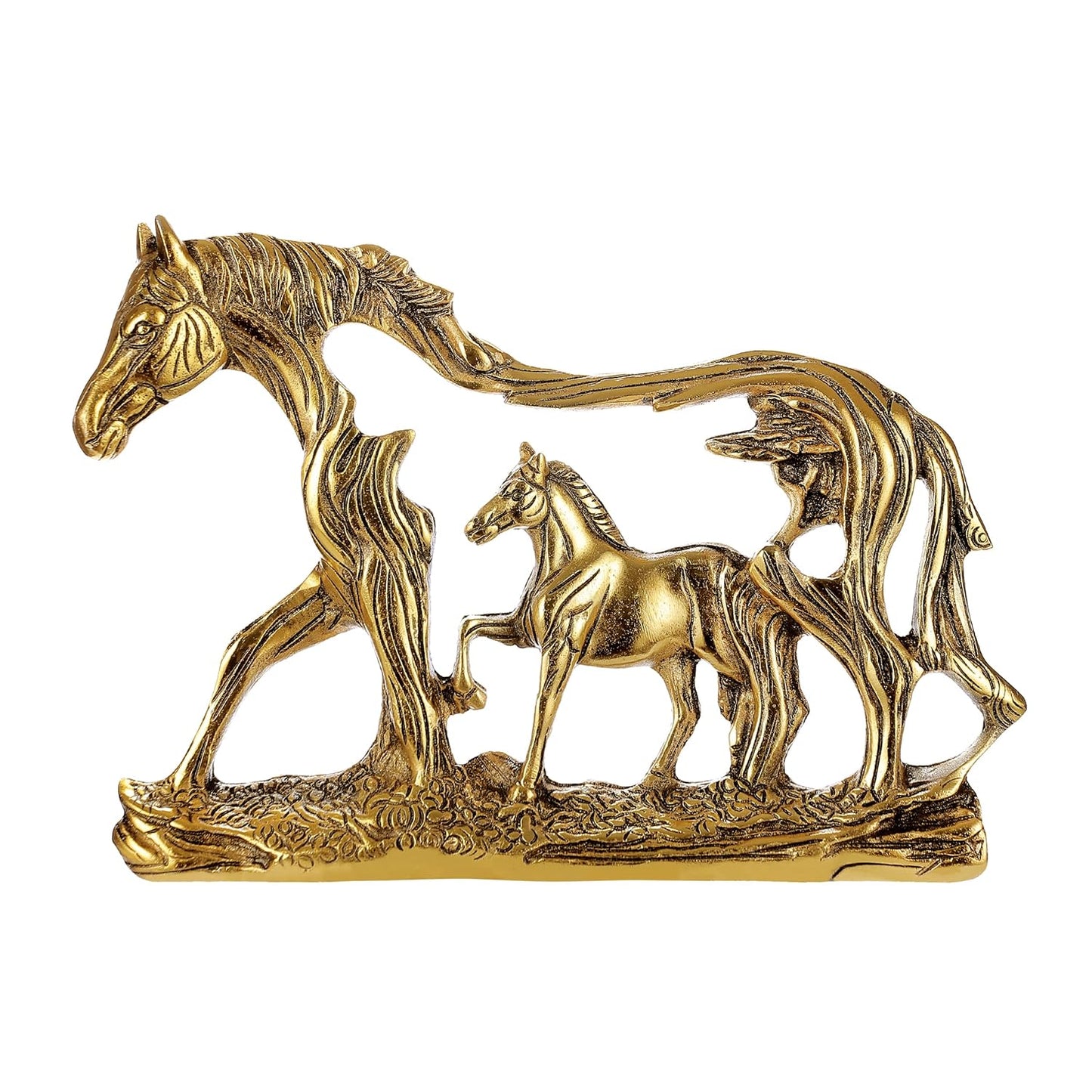 Horse with Baby Horse Golden Plated