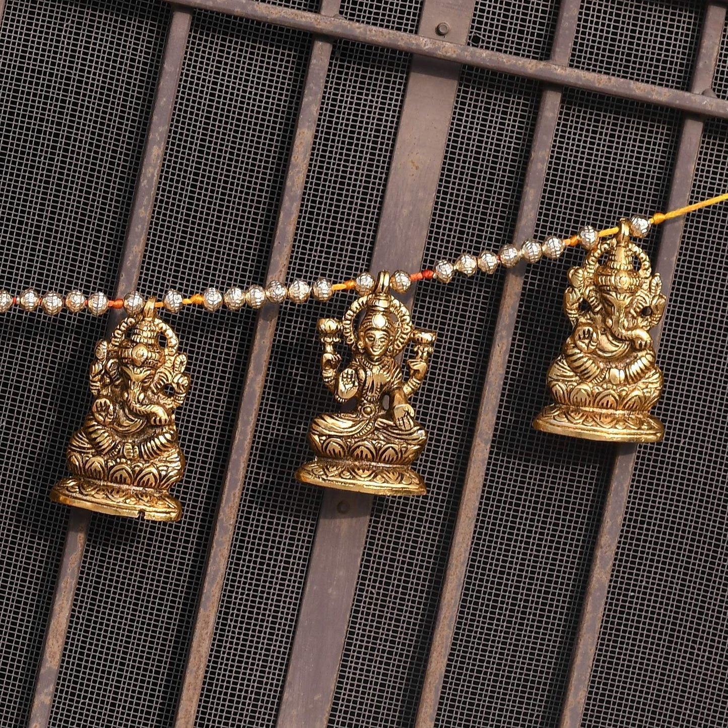 Metal Door Hanging Toran Bandarwal for Home Decoration/Lakshmi Ganesha Toran Mandir Temple (35 x 3.5 inch, Gold)