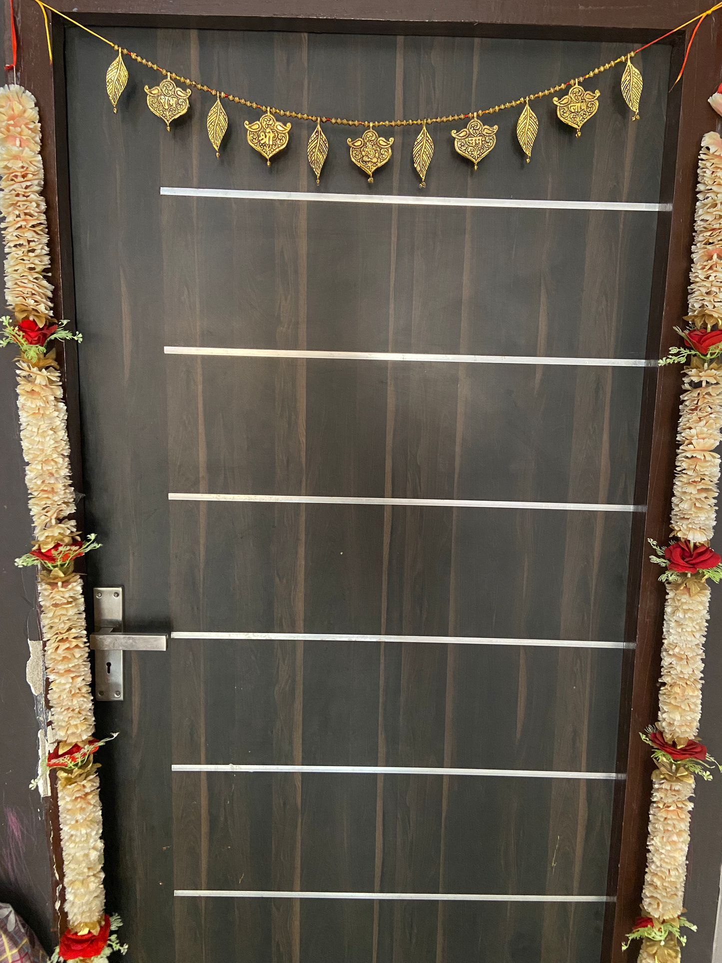 Golden Handmade Premium Antique Metal Shubh Labh Bandarwal Toran for Door & Wall Hanging