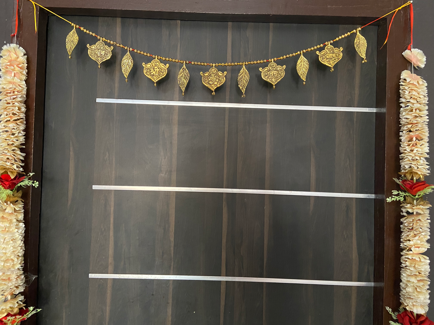 Golden Handmade Premium Antique Metal Shubh Labh Bandarwal Toran for Door & Wall Hanging