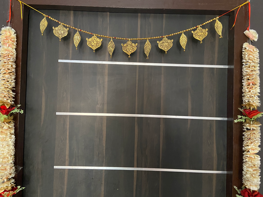 Golden Handmade Premium Antique Metal Shubh Labh Bandarwal Toran for Door & Wall Hanging