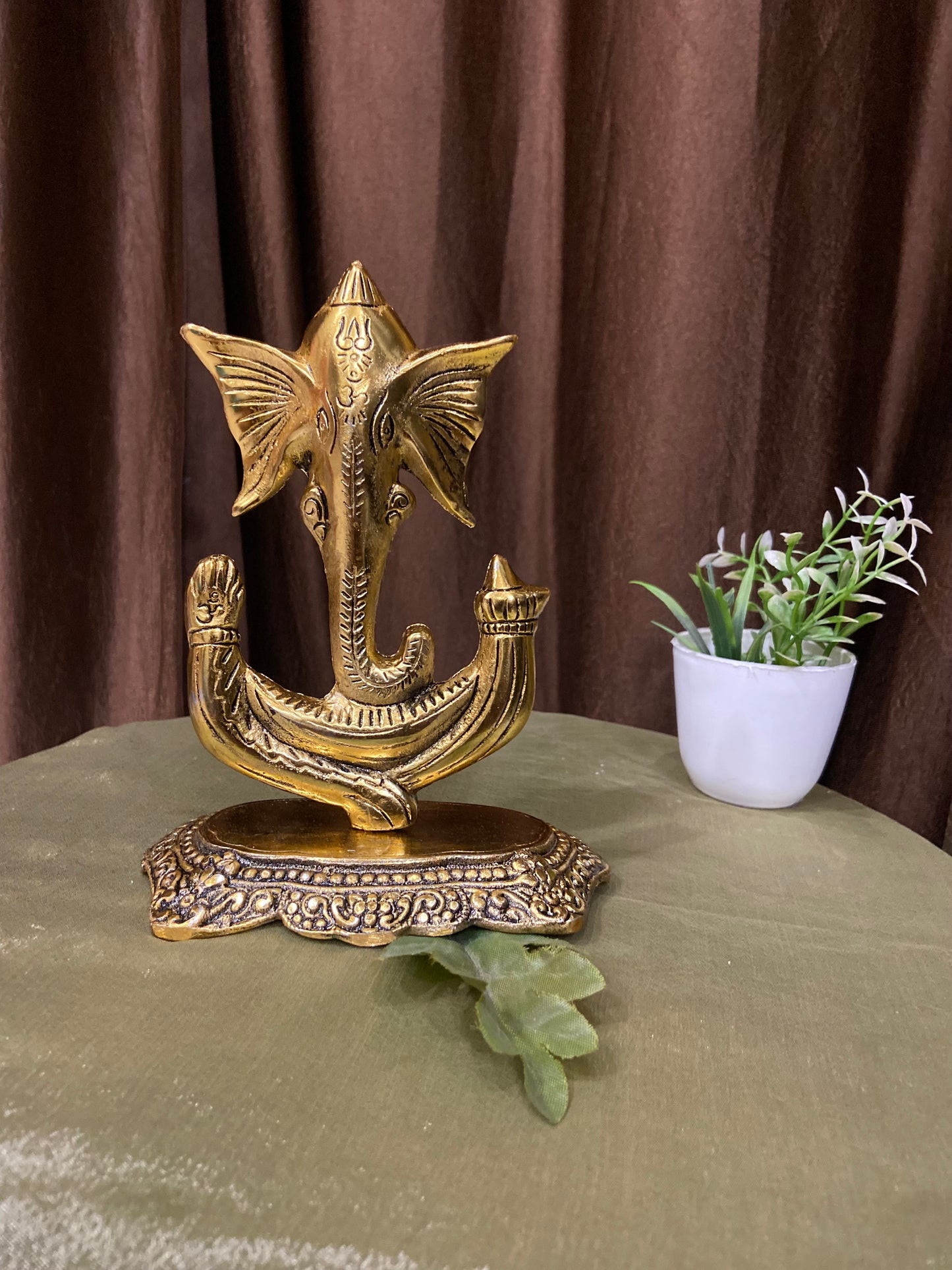 Ganesh Seated on Lotus Wall Showpiece for Decor Home and Gifts