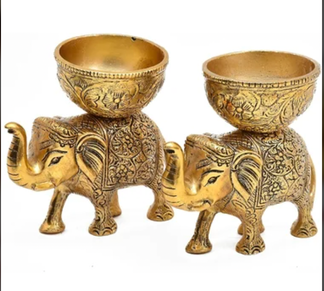 Metal Elephant Gold top dry fruit bowl